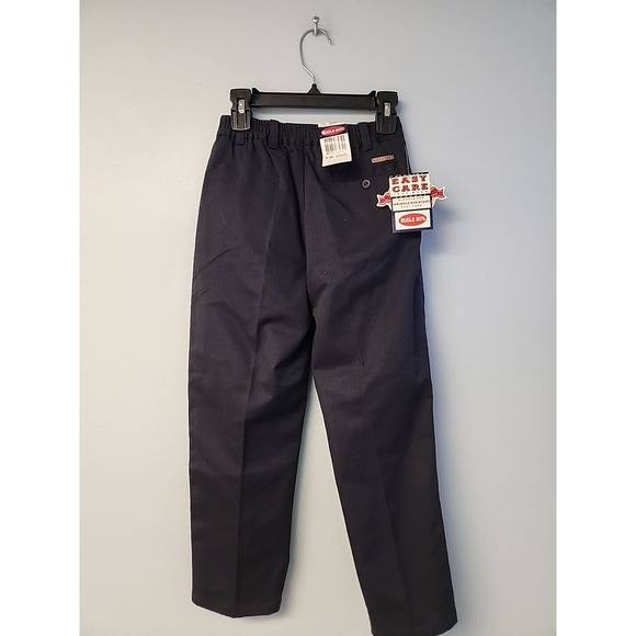 Vintage Bugle Boy Pleated Khaki Pants Boys 7x Easy Care No Wrinkle Navy Blue‎ - Picture 3 of 8